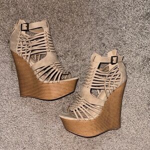 JustFab brown wedges